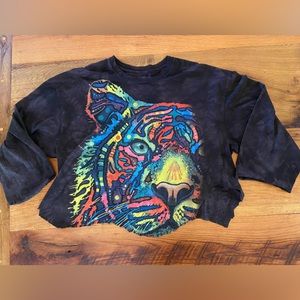 The Mountain 100% Cotton Brown Graphic Tee, Cropped at Hem & Sleeves, Size 2XL